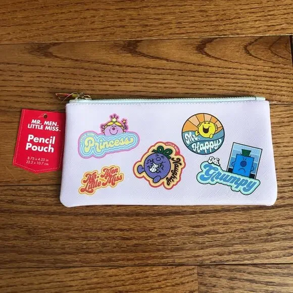 Little Miss Pink Pencil Pouch with Fun Characters Faux Leather NWT - Picture 1 of 4